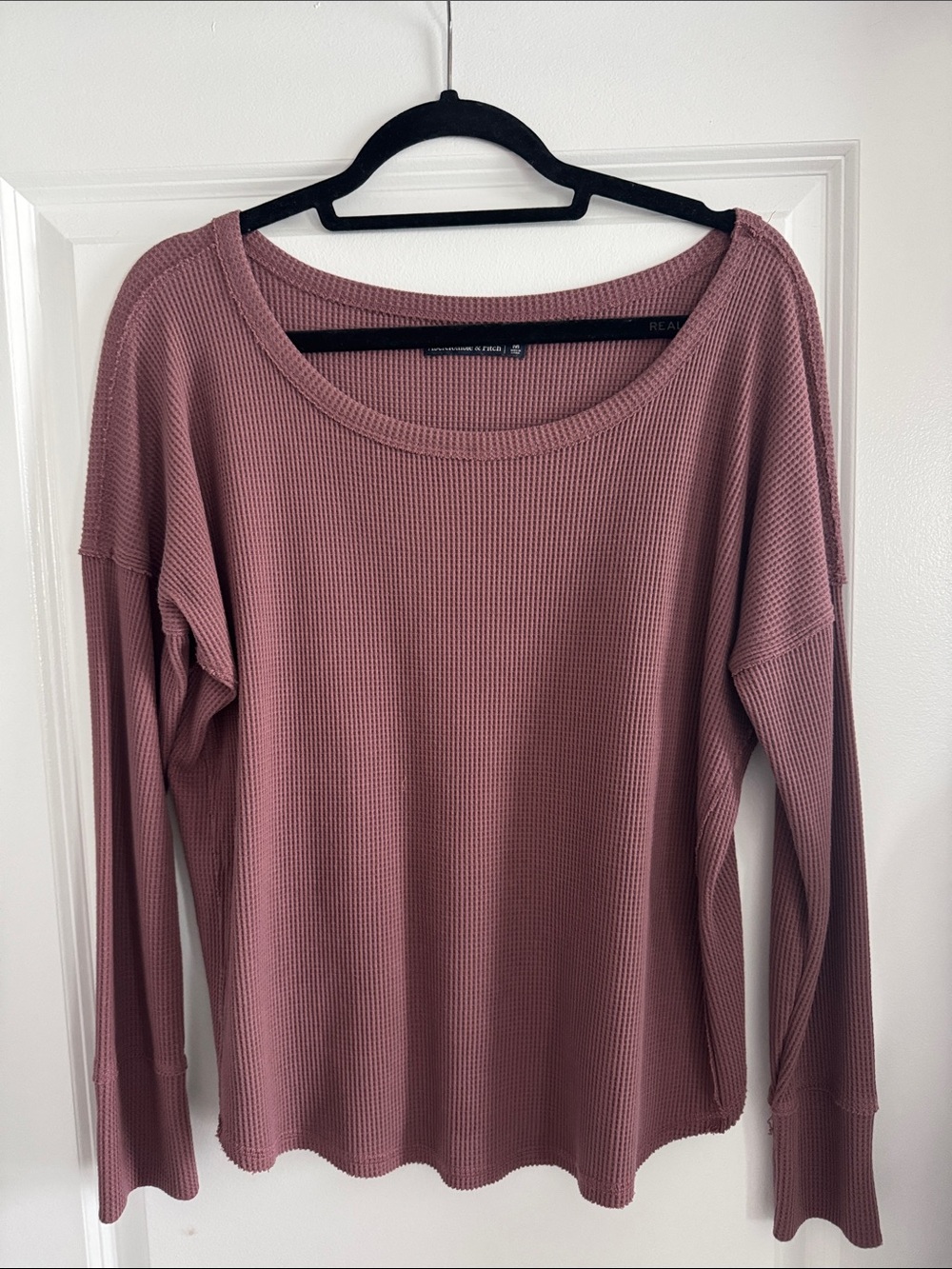 Abercrombie & Fitch Mauve Waffle-Knit Scoop Neck Sweater